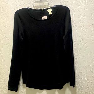 CHICOS SHIRTTAIL MINDY PULLOVER LS BASIC BLACK (0)